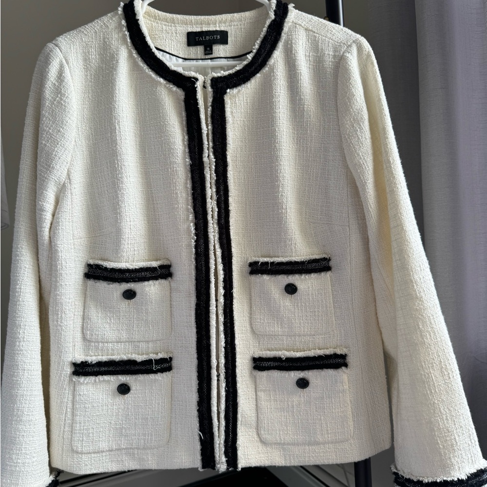 Talbots White and Black Blazer